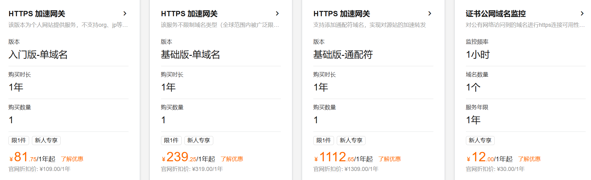 便宜的 SSL 證書
